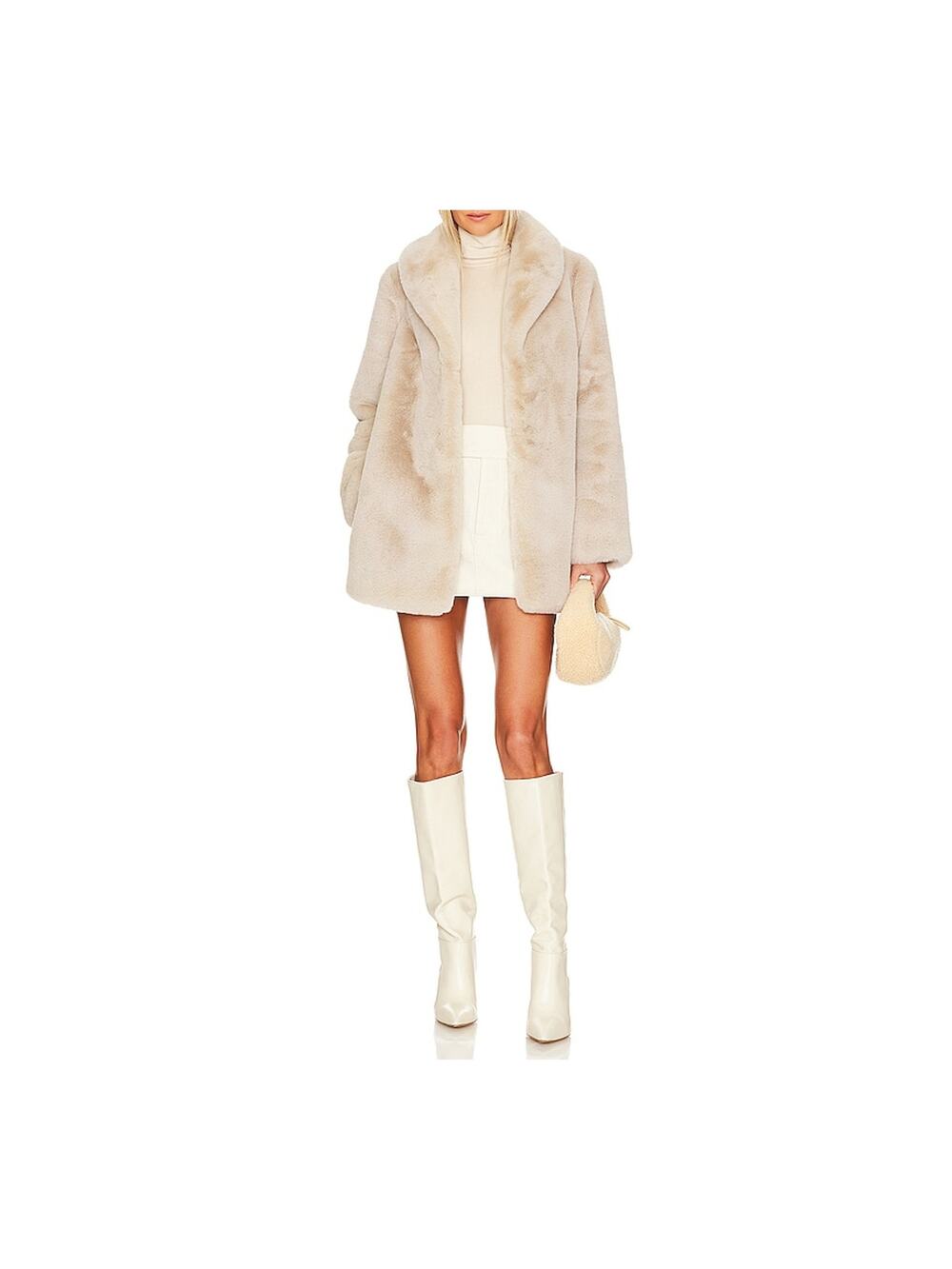 Majorelle Plush Beige Tatiana Faux Fur Coat Size L